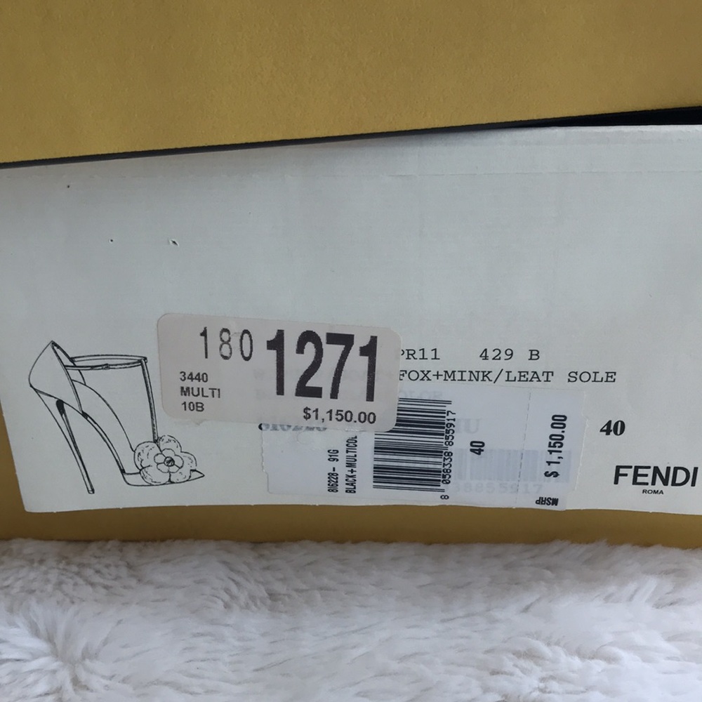 Fendi Brand New! Luxurious Dyed Fox Fur Black Suede High Heel Ladies Shoe.Beauty - Picture 10 of 11